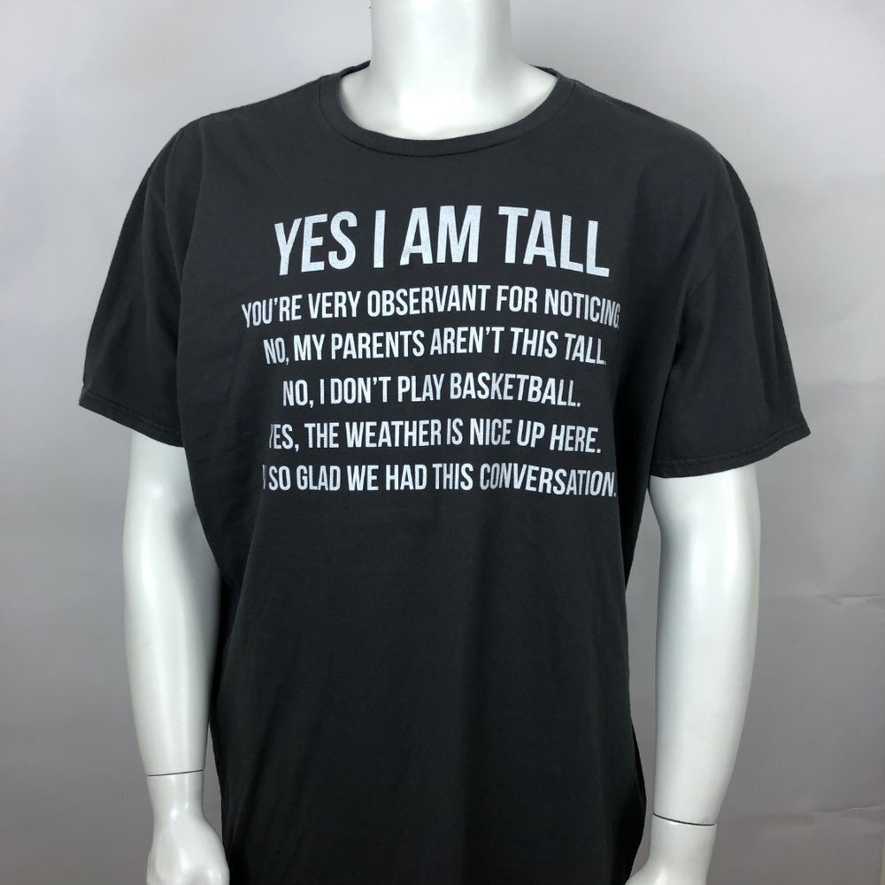 YES I'M TALL T-SHIRT Men's XXL Black Short Sleeve - Picture 2 of 8